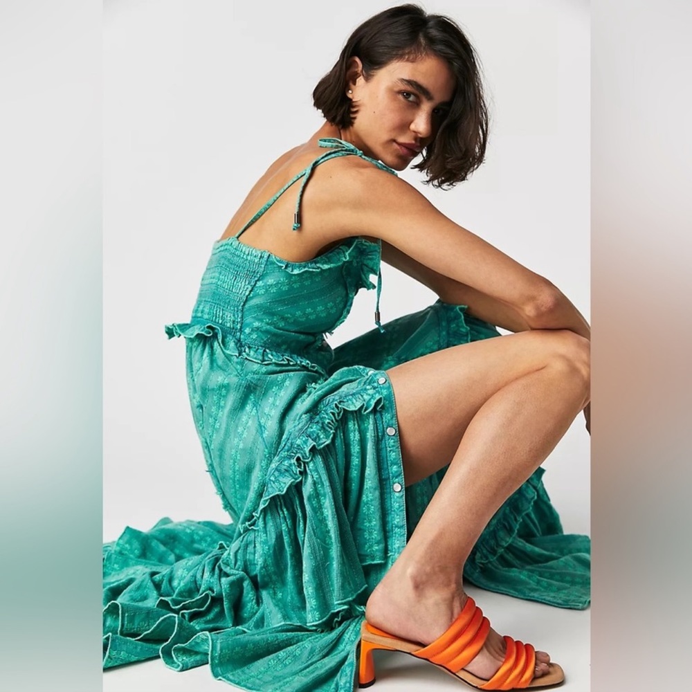 Free People Janie Maxi Dress XS Women Casual Ruffle Flared Sleeveless
